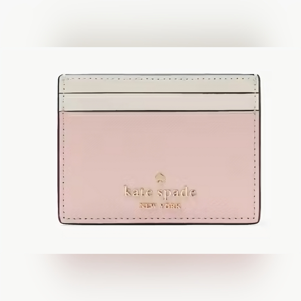 NWT Kate Spade Madison Pink and White Slim Card Holder